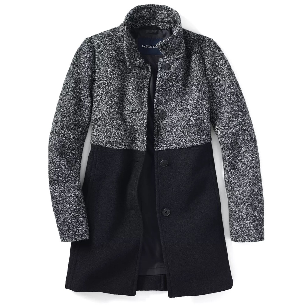 LANDS END 18 Wool Blend Colorblock A-Line Car Swing Coat Jacket XL Women’s